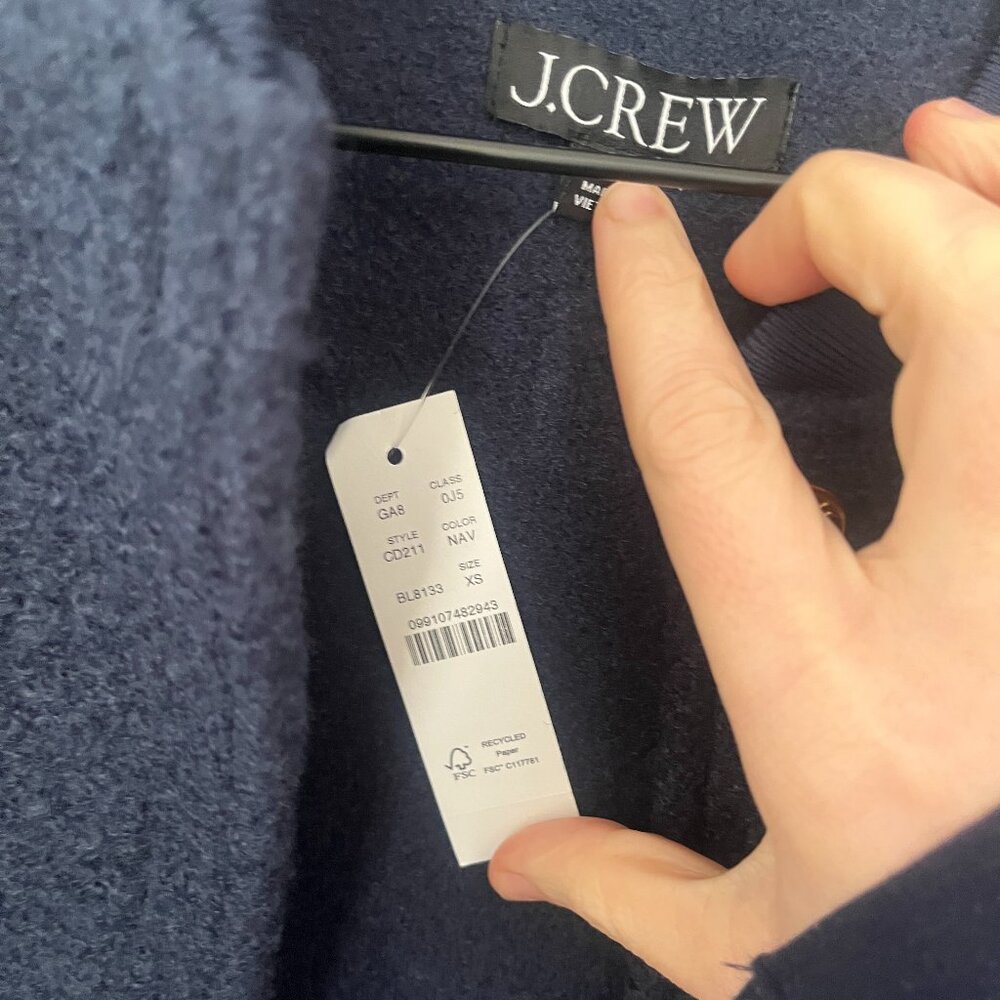 J Crew Navy Boucle Bomber Jacket - Picture 4 of 6